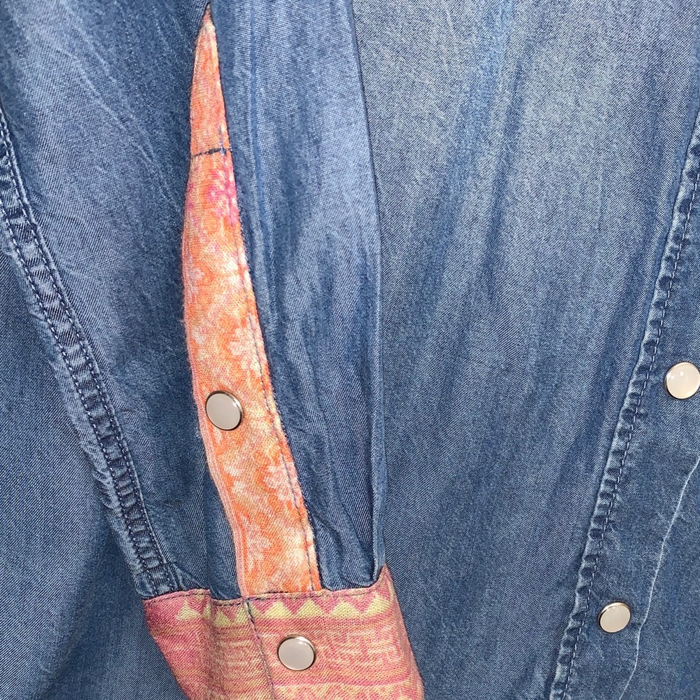 Etienne Marcel Denim Shirt with Pink Accents - Picture 3 of 10